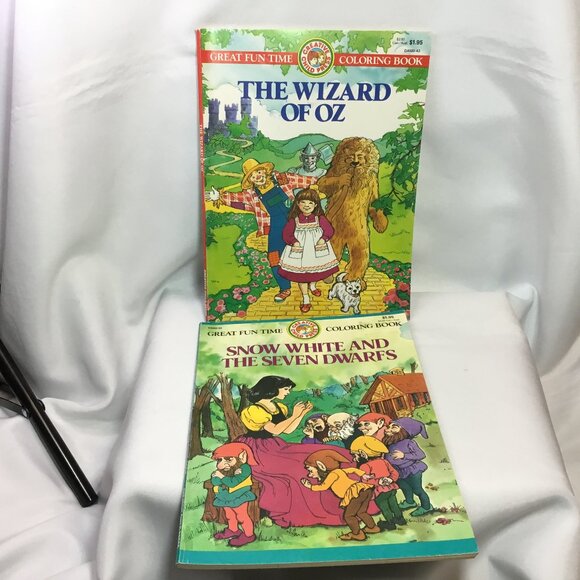 The Wizard Of Oz Other - Vintage Lot 2 Wizard Of Oz & Snow White Coloring Books Creative Child Press 1986
